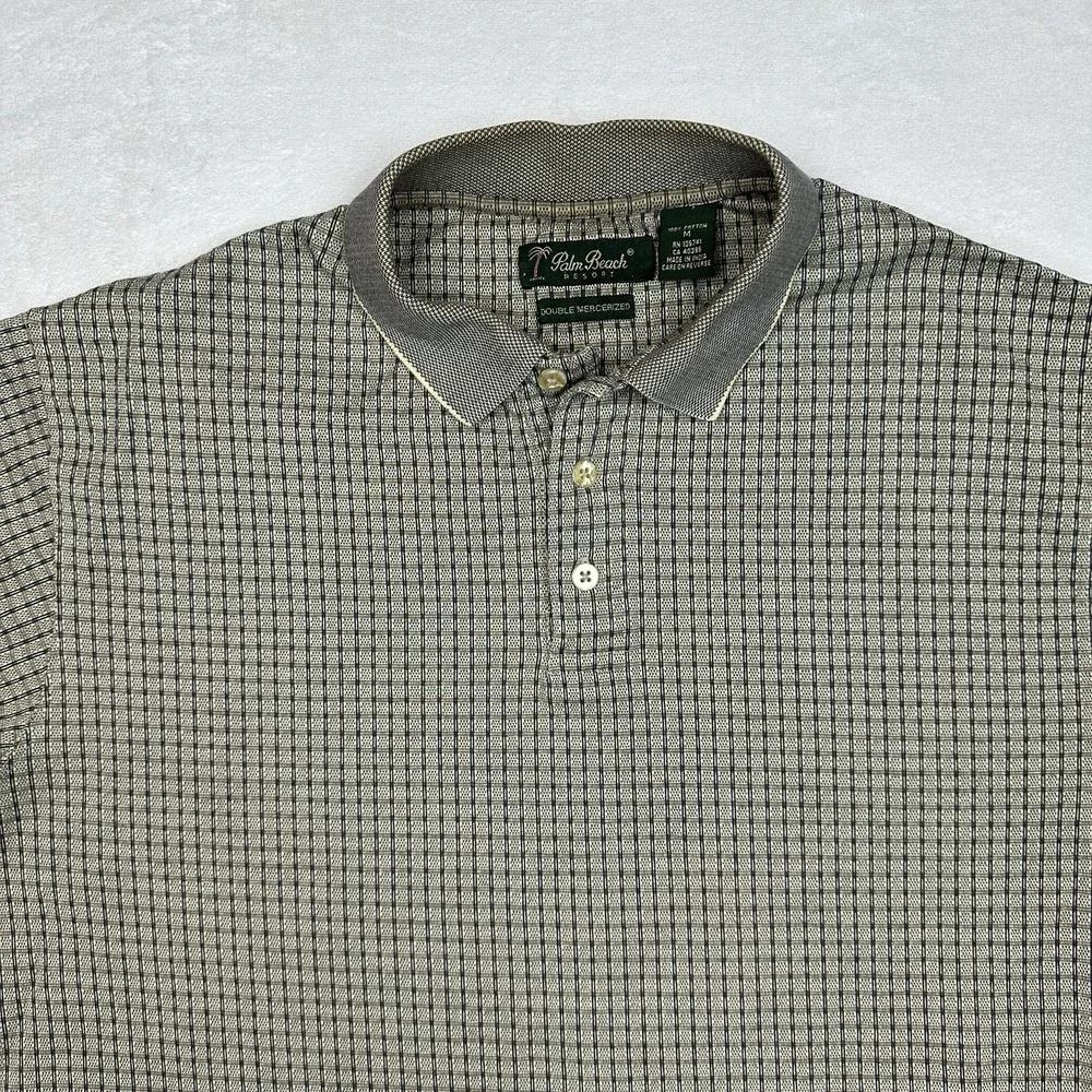 Palm Beach Resort‎ Men's Double Mercerized Polo Rugby checkered Pattern Sz M